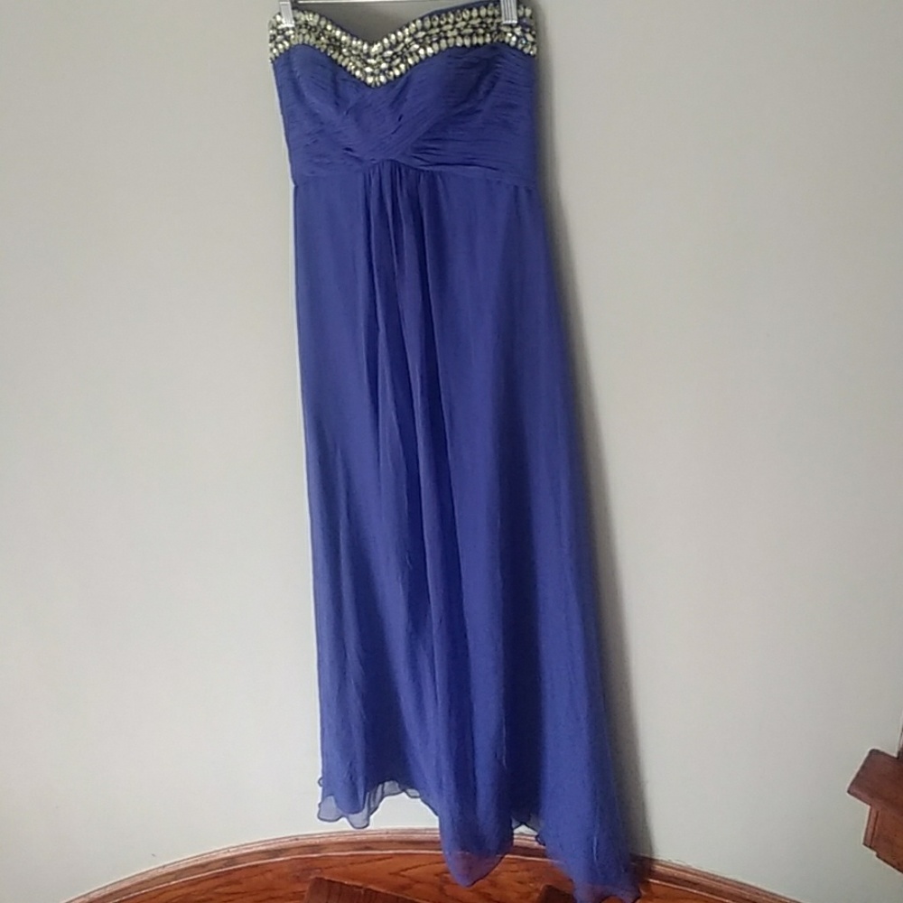 JS Boutique Jewel Sweetheart Strapless Silk Dress
